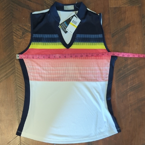 NWT Callaway White Colorful Striped Sleeveless V-Neck, US M - Picture 5 of 7